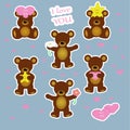 A set of teddy bear stickers for children Royalty Free Stock Photo